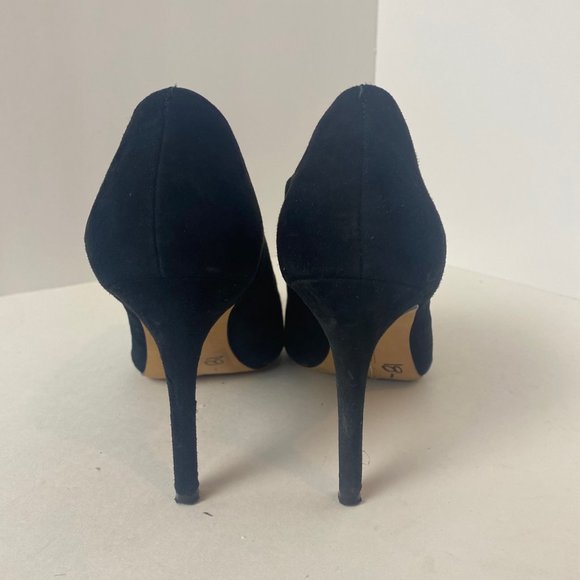 Beautiful Vince Camuto Black Genuine Leather Suede Bootie Heels Size 6.5 - Picture 5 of 6